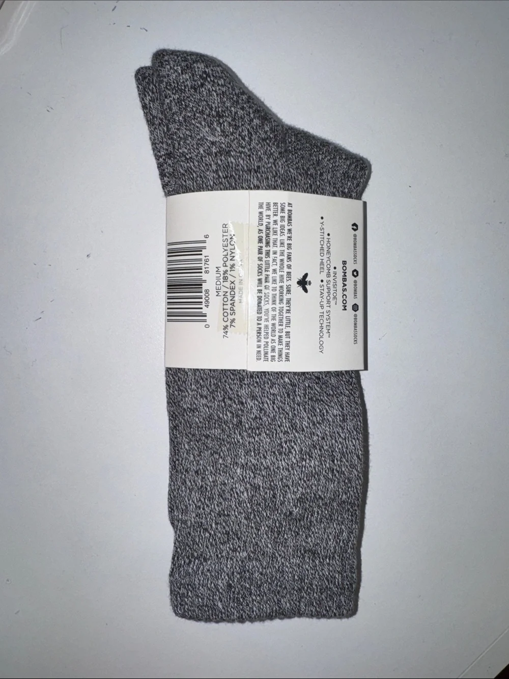 Bombas Gray Marled Crew Socks